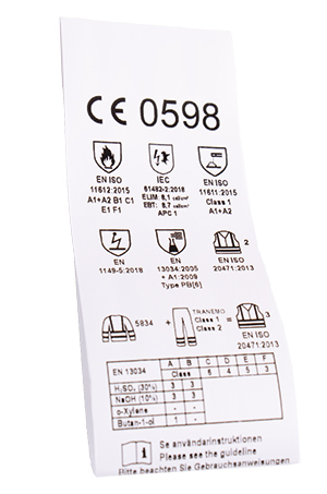 A CE label is found on the inside of all protective clothing